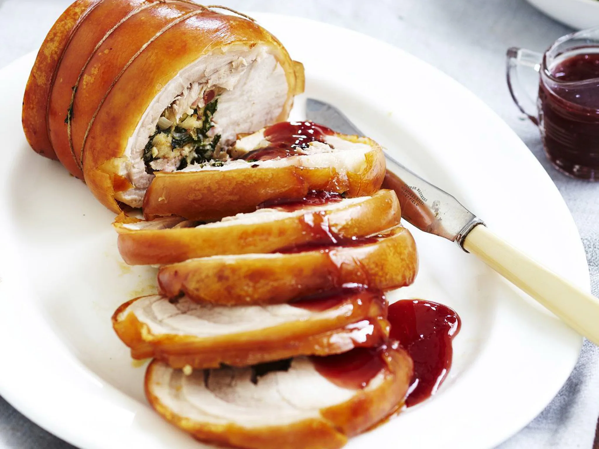 PORK LOIN WITH SPINACH AND PANCETTA STUFFING
