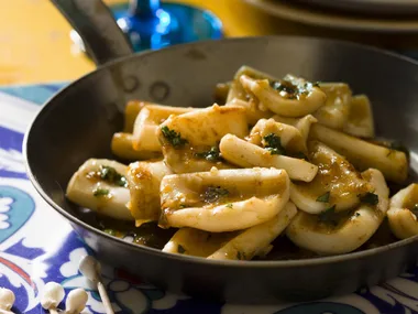 Orange-glazed squid