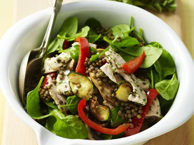 warm chicken and lentil salad