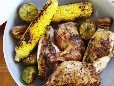 mexican spiced chicken with grilled corn