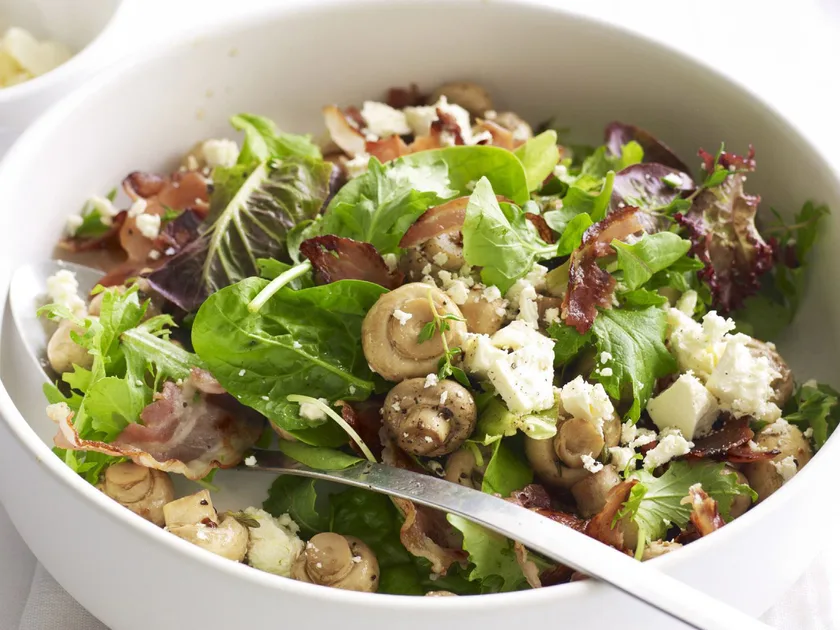Warm Balsamic Mushroom and Pancetta Salad
