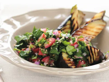 Tabbouleh with grilled eggplant