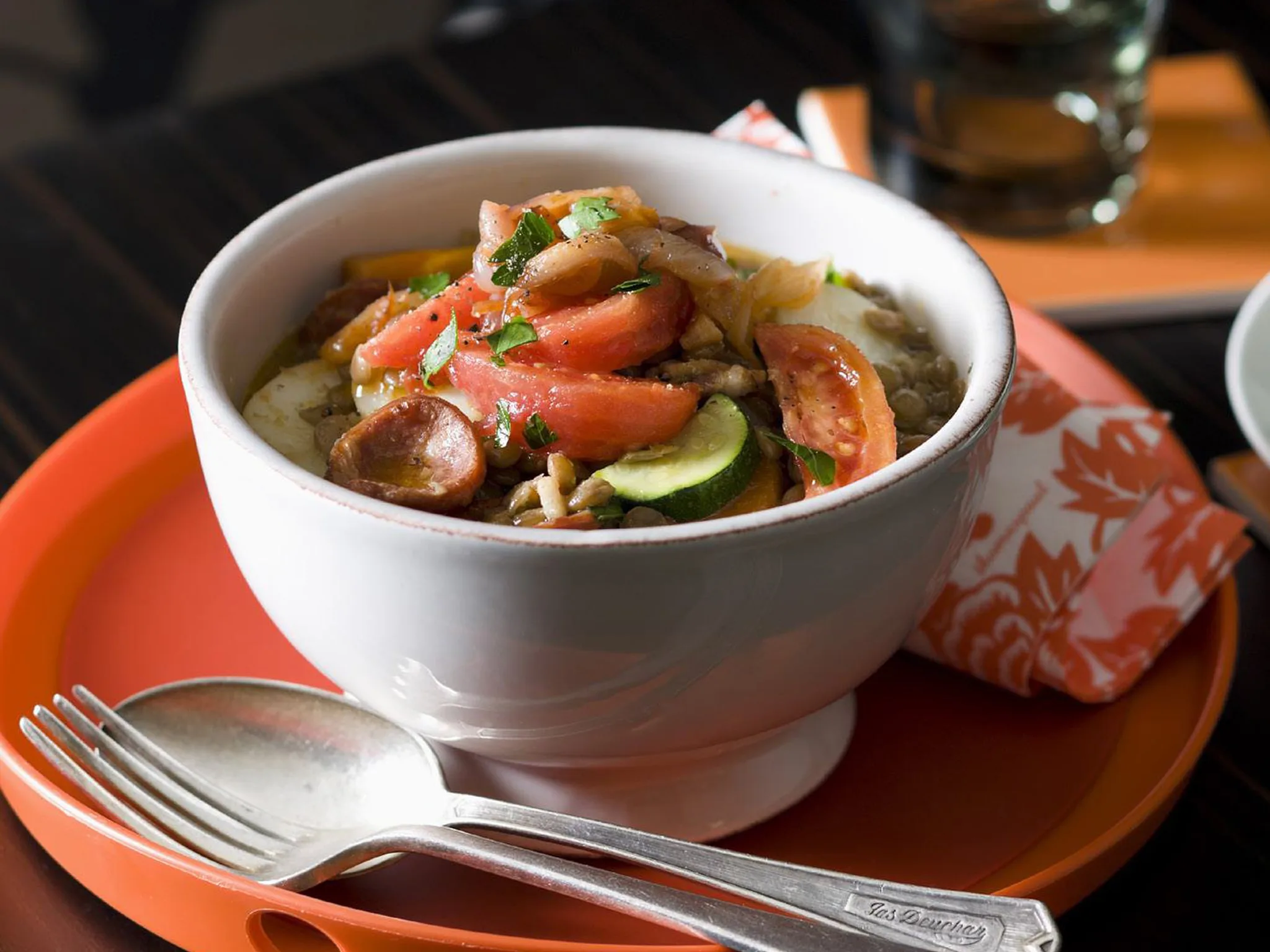 Lentil and chorizo sofrito