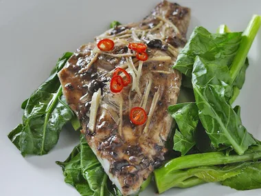 Steamed fish with black bean and chilli sauce