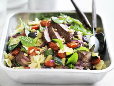 LAMB FARFALLE WITH ROASTED VEGETABLES