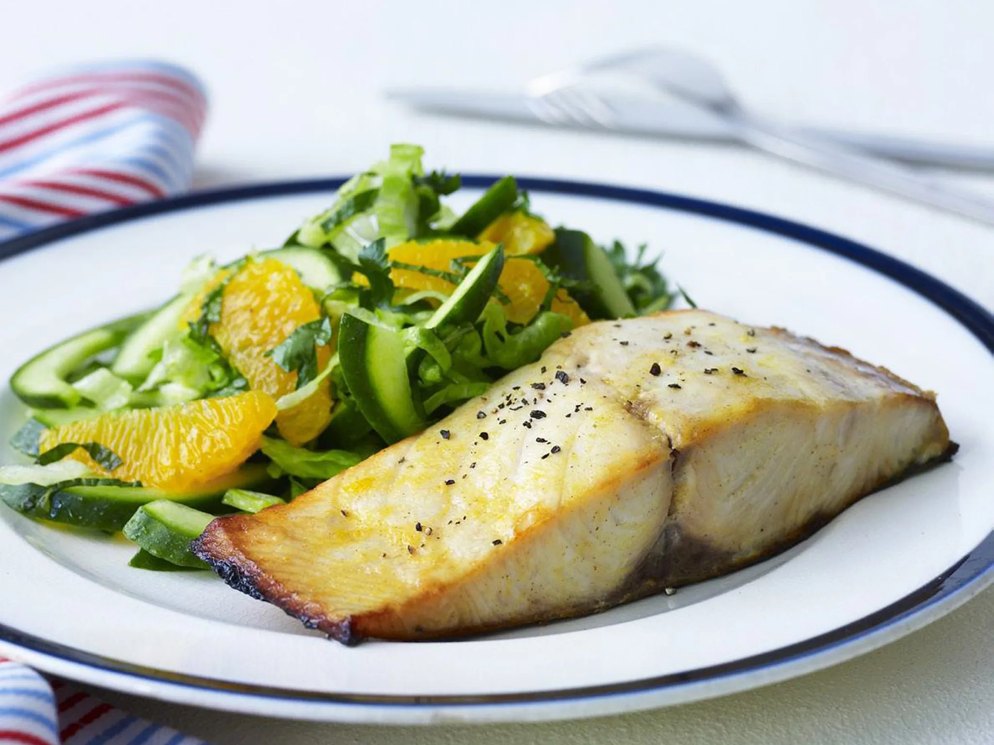 orange and mustard-glazed fish