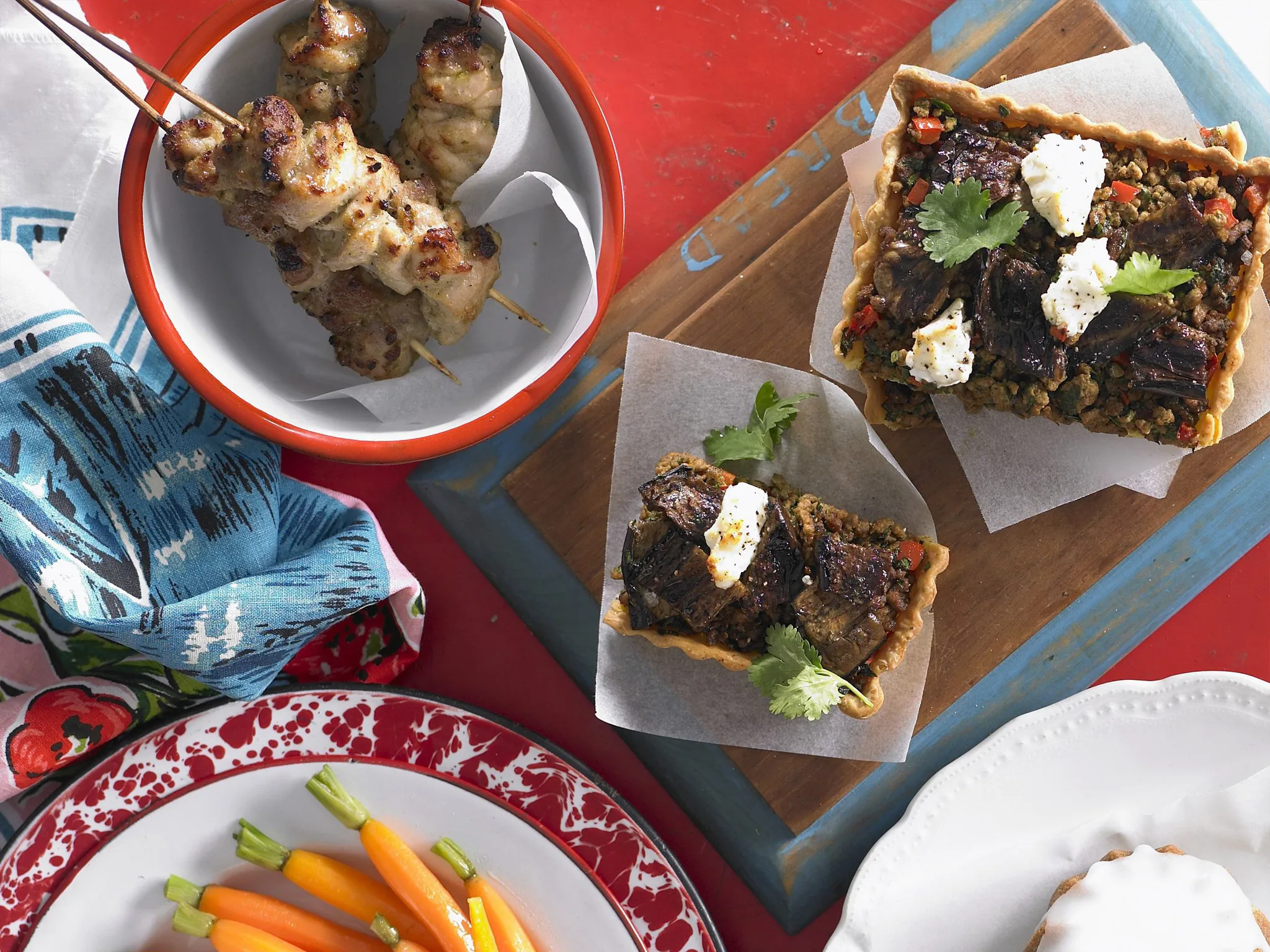 lamb tart with eggplant and goats cheese