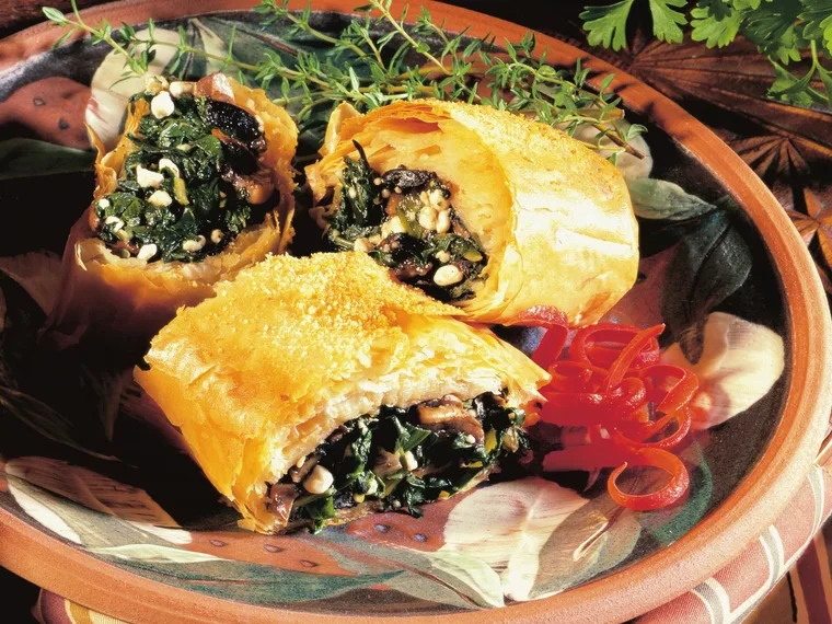 mushroom silverbeet strudel