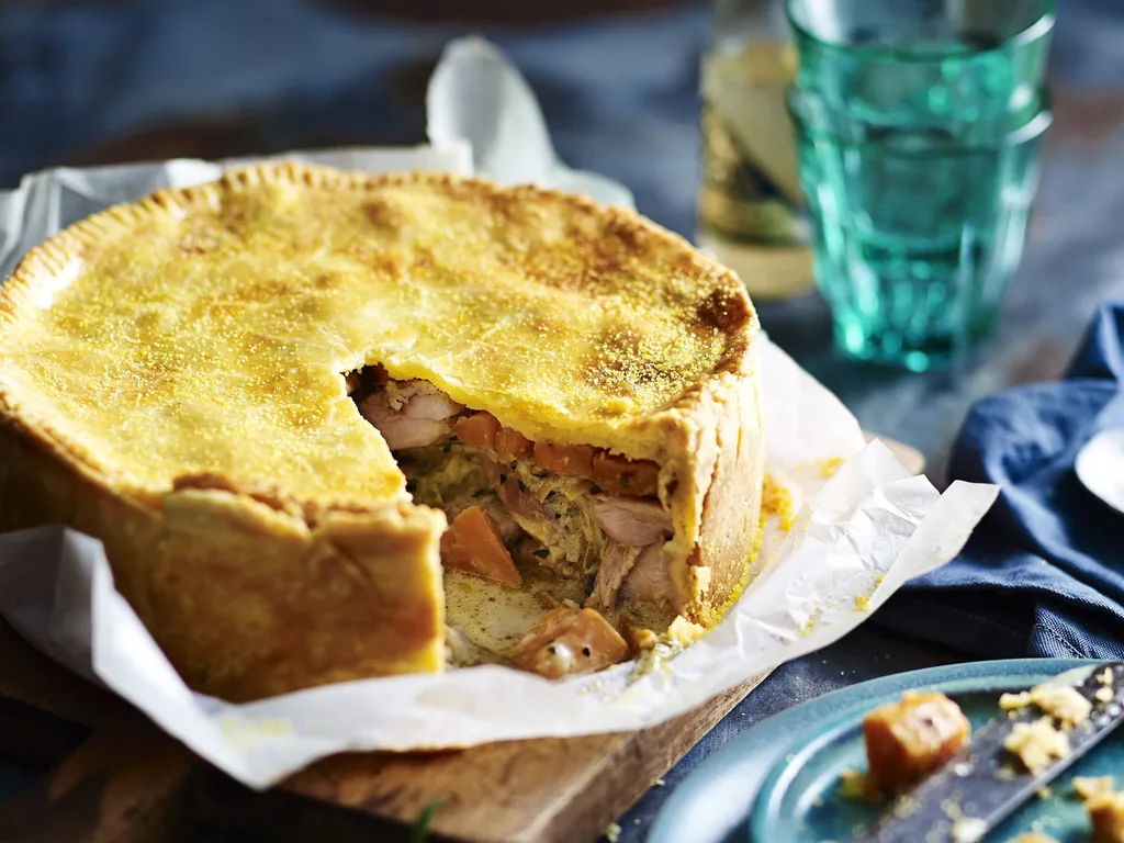 CHICKEN & TARRAGON PIE WITH POLENTA CRUST