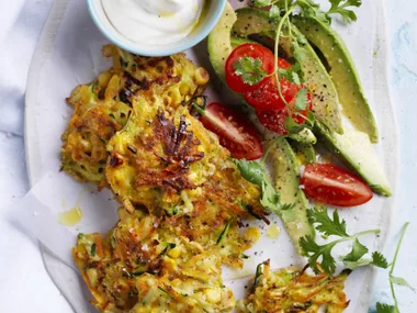 zucchini, carrot & corn fritters