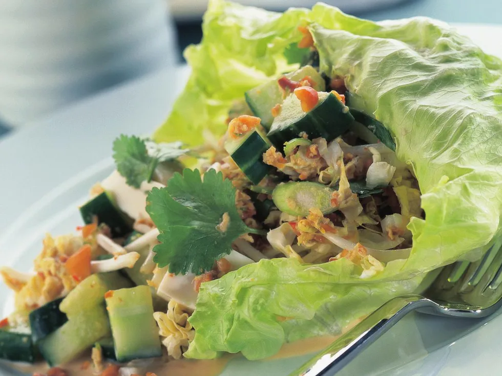 gado gado in lettuce cups