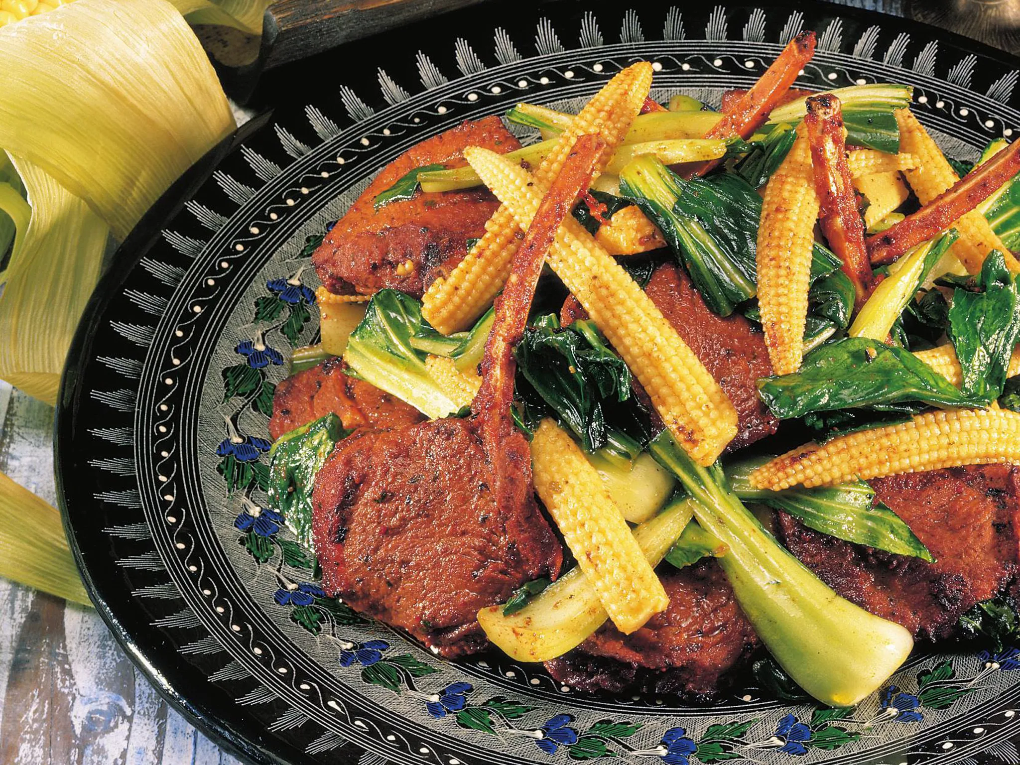 tandoori lamb cutletswith bok choy