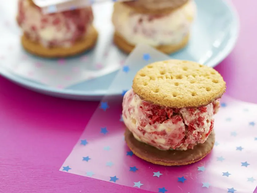 Raspberry and Almond Ice-Cream Sandwiches