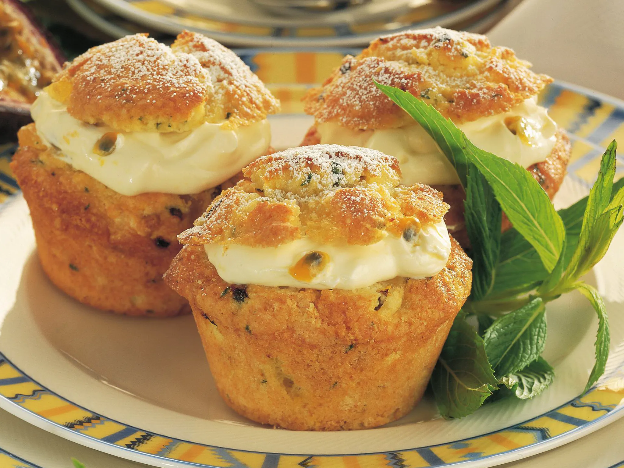 passionfruit, pineapple and mint muffins