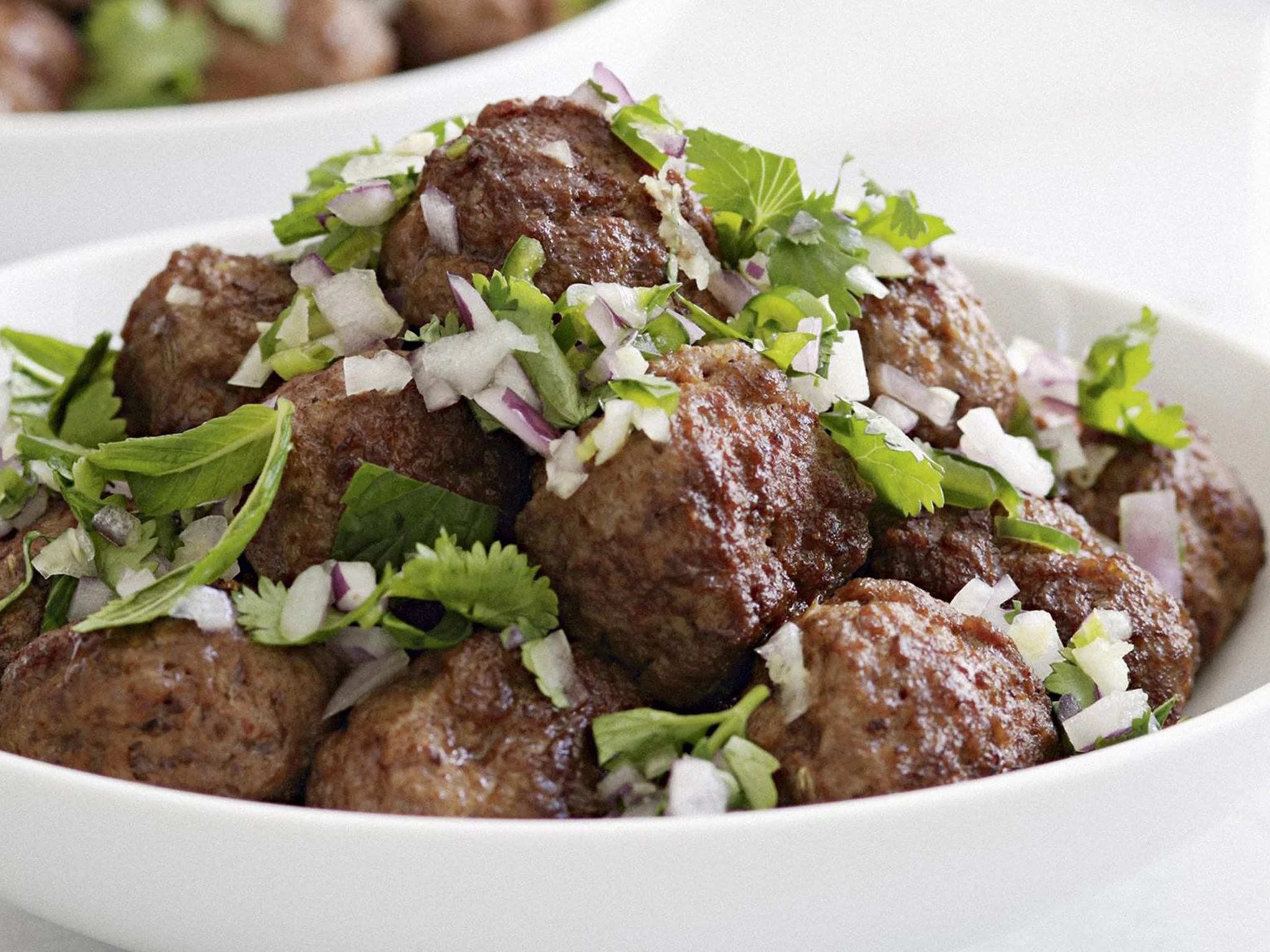 LAMB MEATBALLS WITH MINT AND CORIANDER CHUTNEY