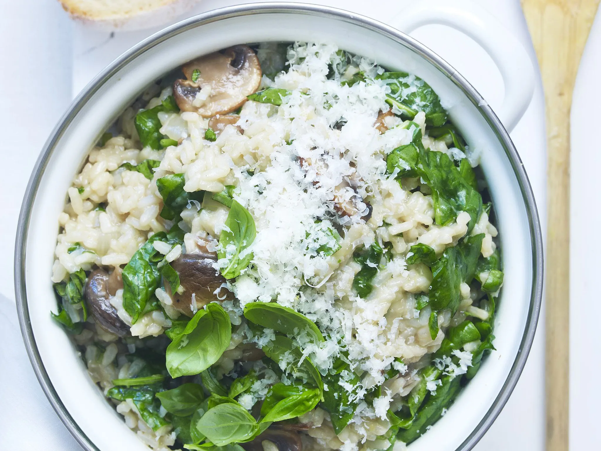 rice with mushrooms and spinach