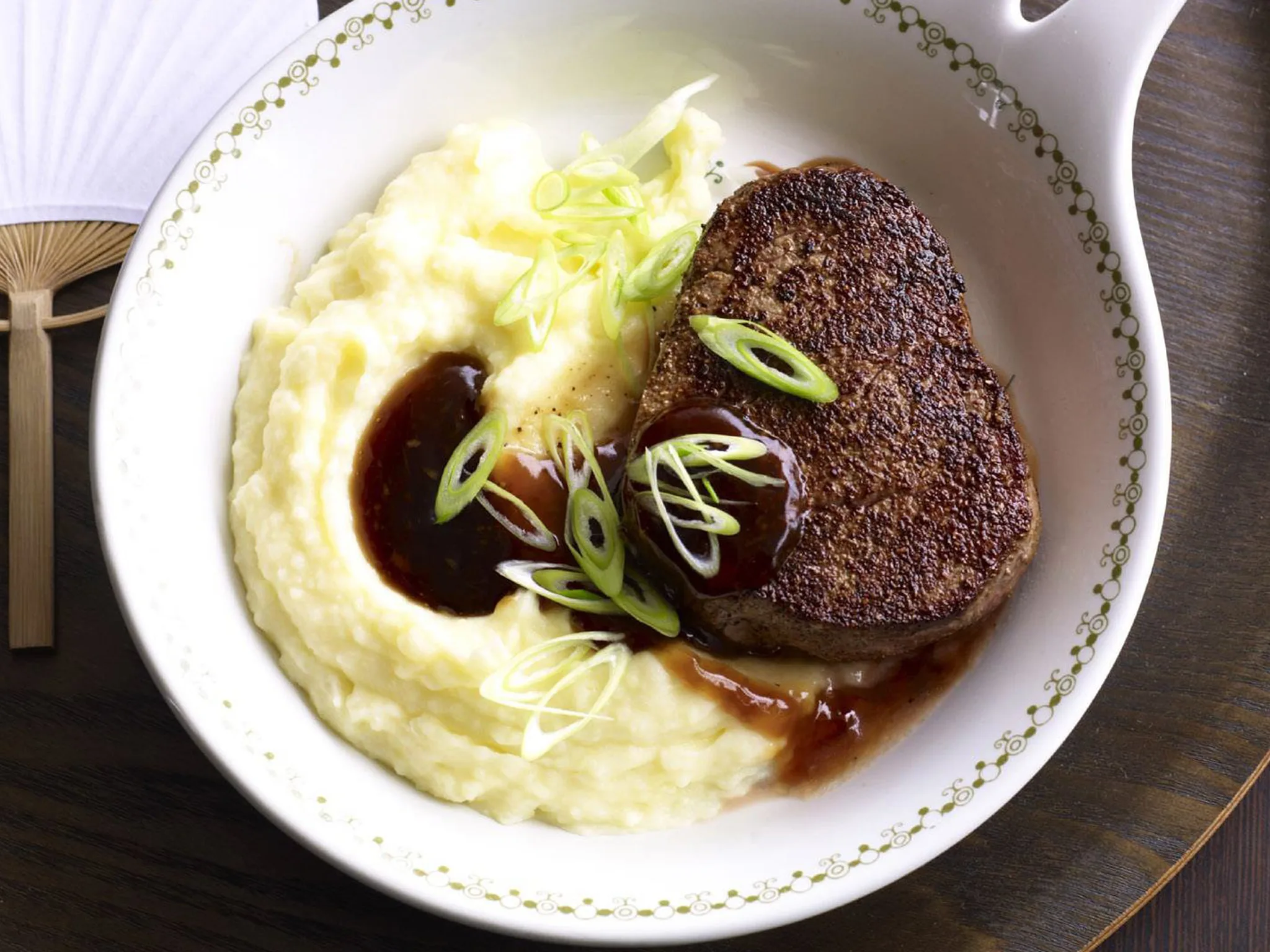 Pepper steak with ginger mashed potatoes