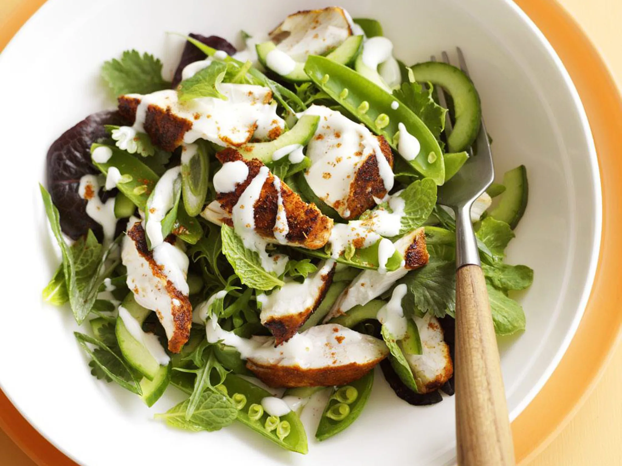 cajun fish saladwith asian greens