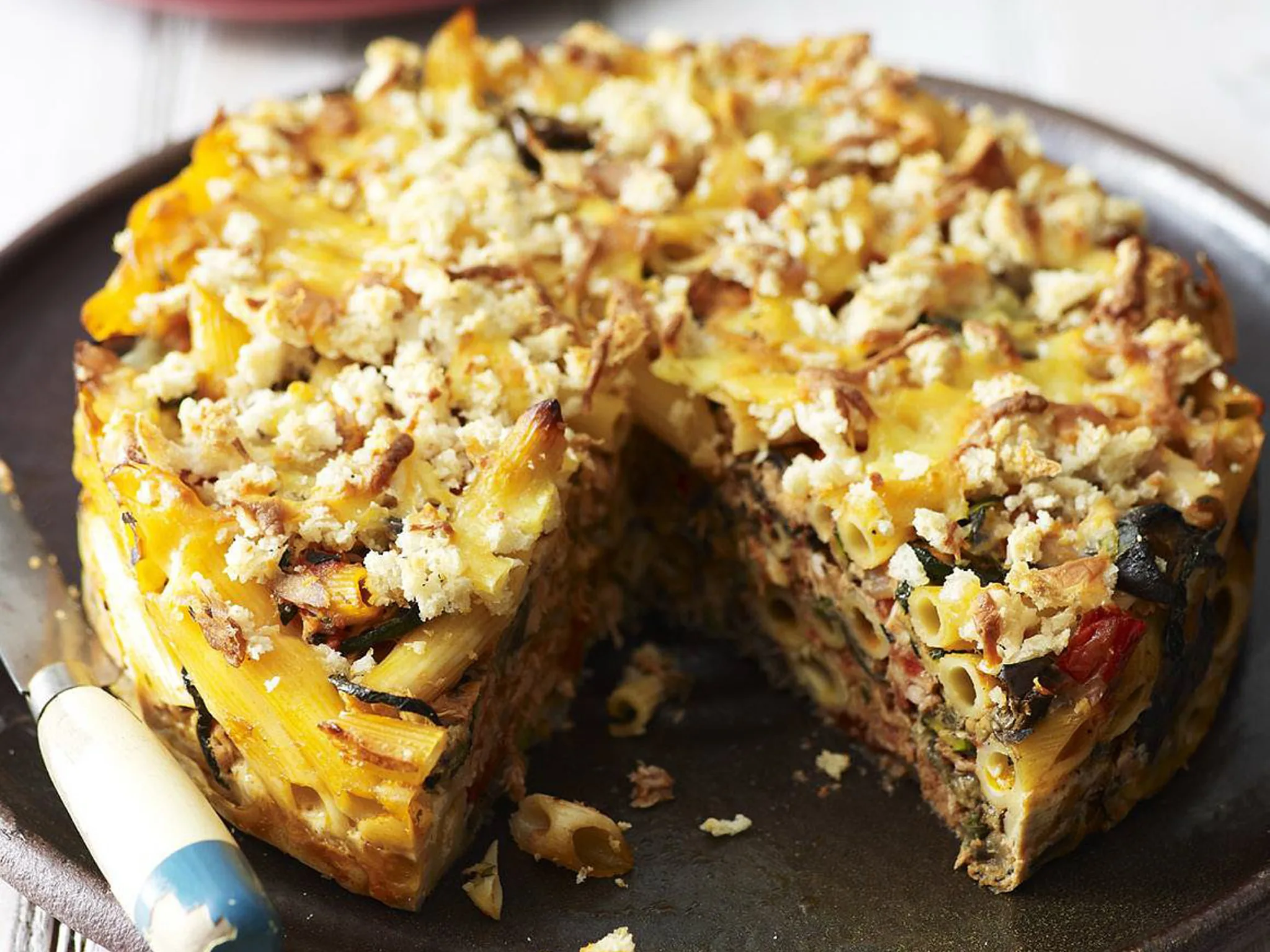 tuna, pasta and char-grilled vegetable pie