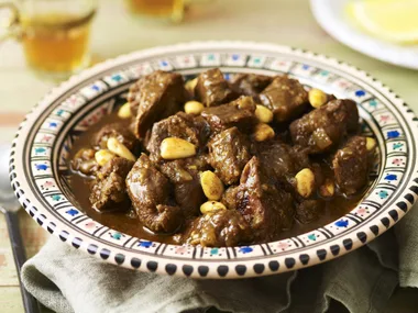 Beef, raisin and almond tagine