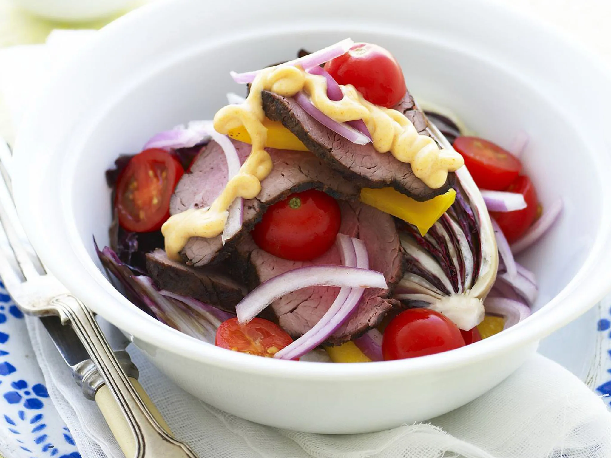 Grilled paprika veal and radicchio salad