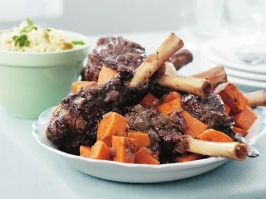 Honeyed lamb shanks