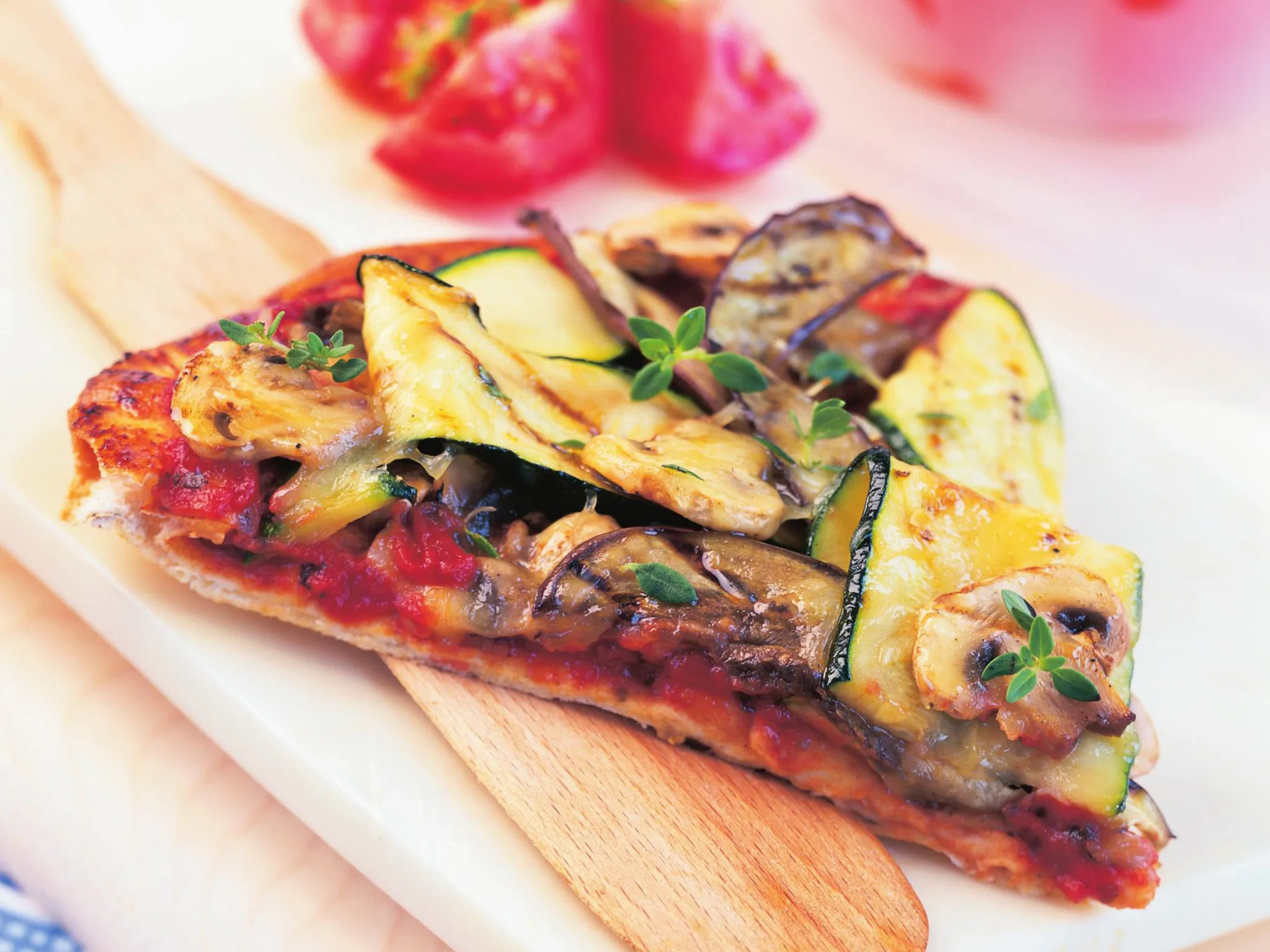 mushroom,eggplant and zucchini pizza