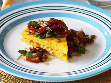 parmesan polenta with walnut capsicum salsa