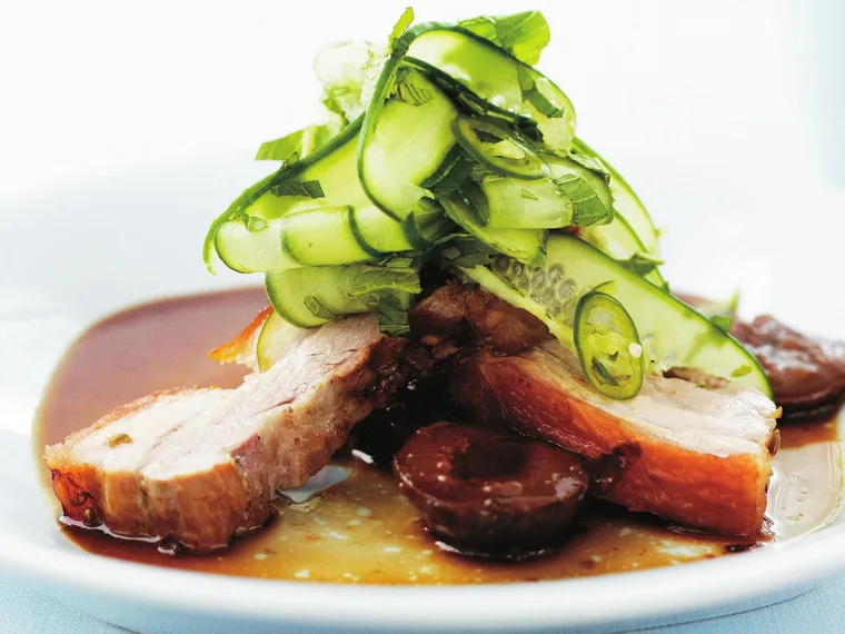 roasted pork belly with plum sauce