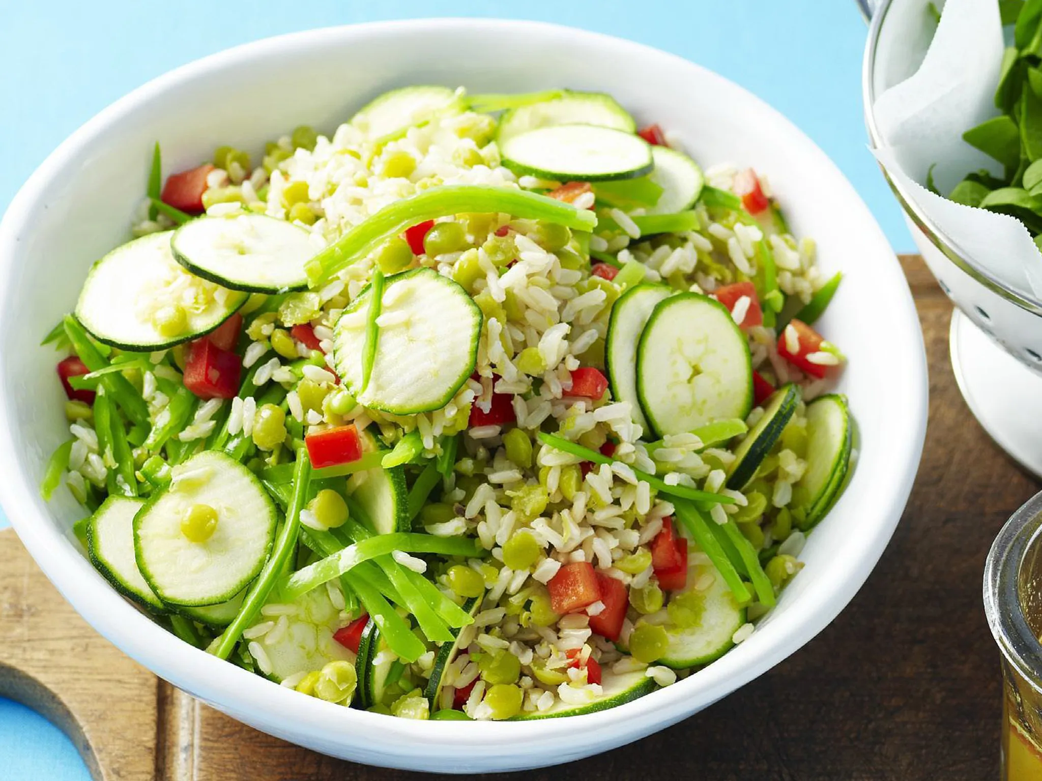 brown rice and split pea salad with orange dressing