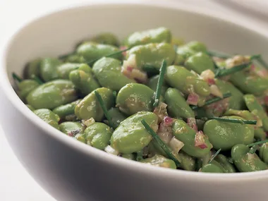 Broad bean salad with anchovy dressing