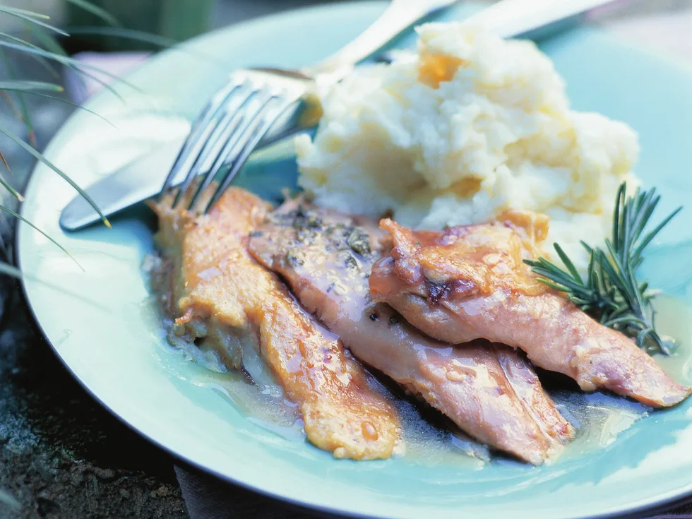 slow-roasted duck with sage and rosemary