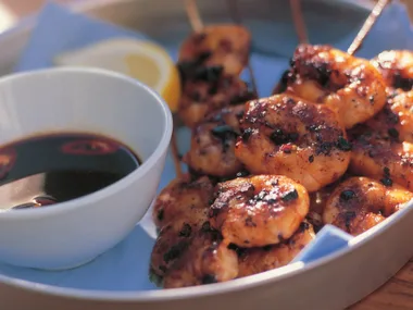 black bean and chilli prawn kebabs