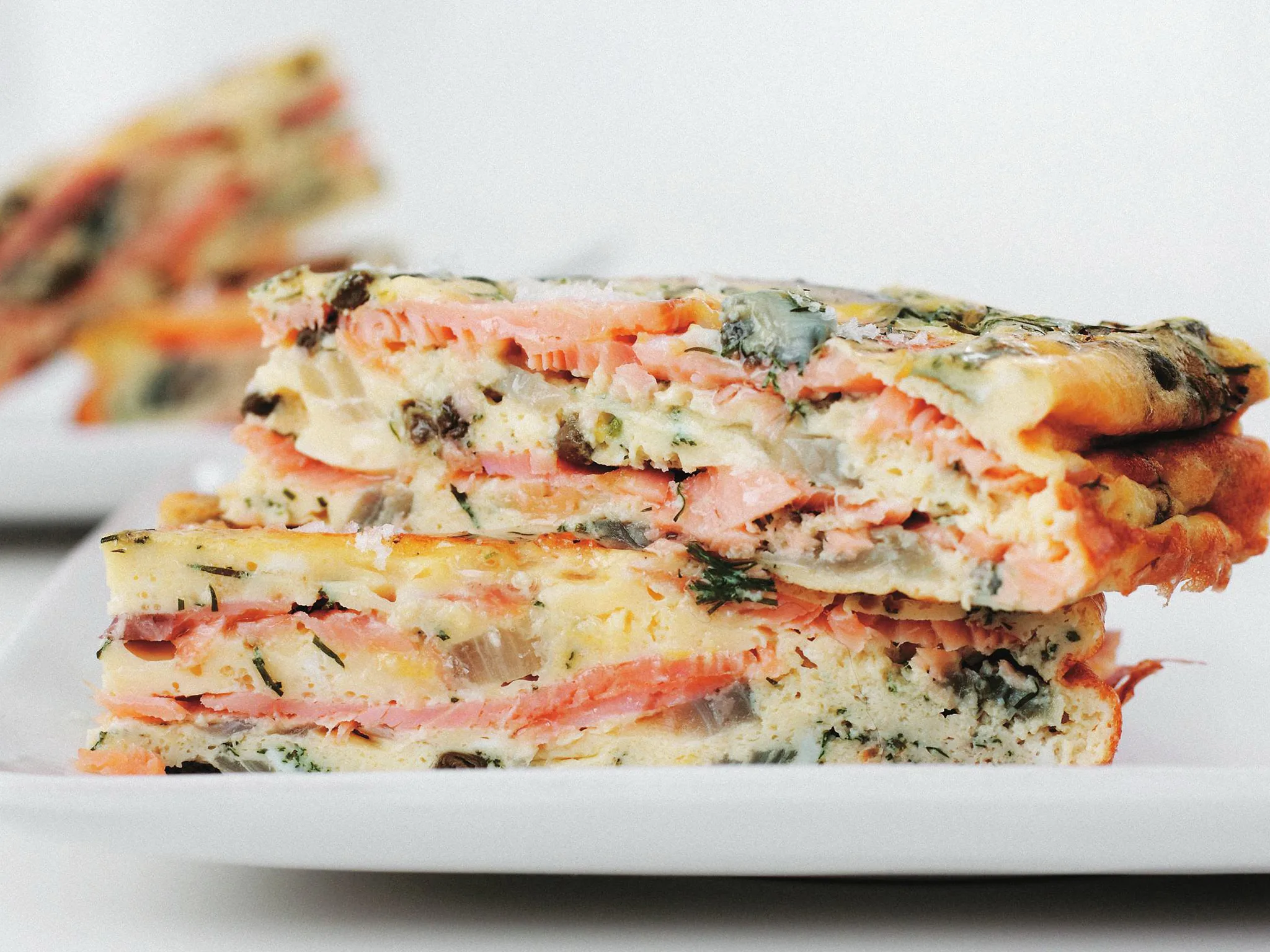 smoked salmon, caper and dill frittata