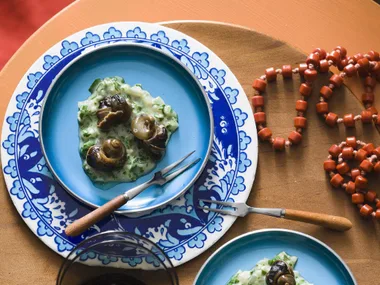 Snails with green sauce