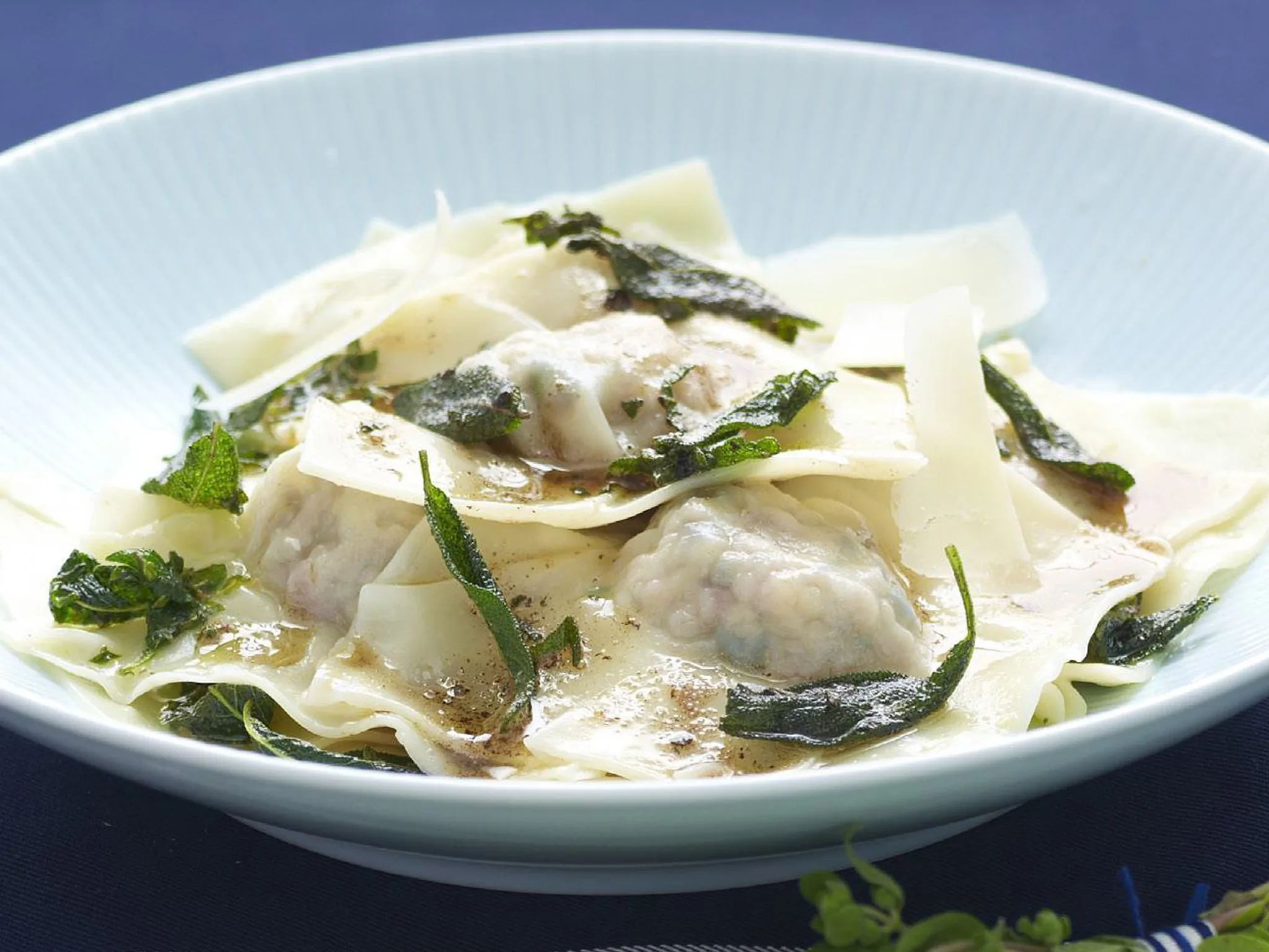 Pork and veal ravioli with burnt butter sauce-image