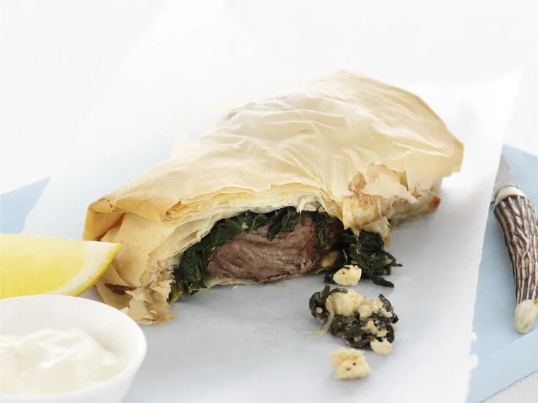 lamb, fetta and spinach parcels