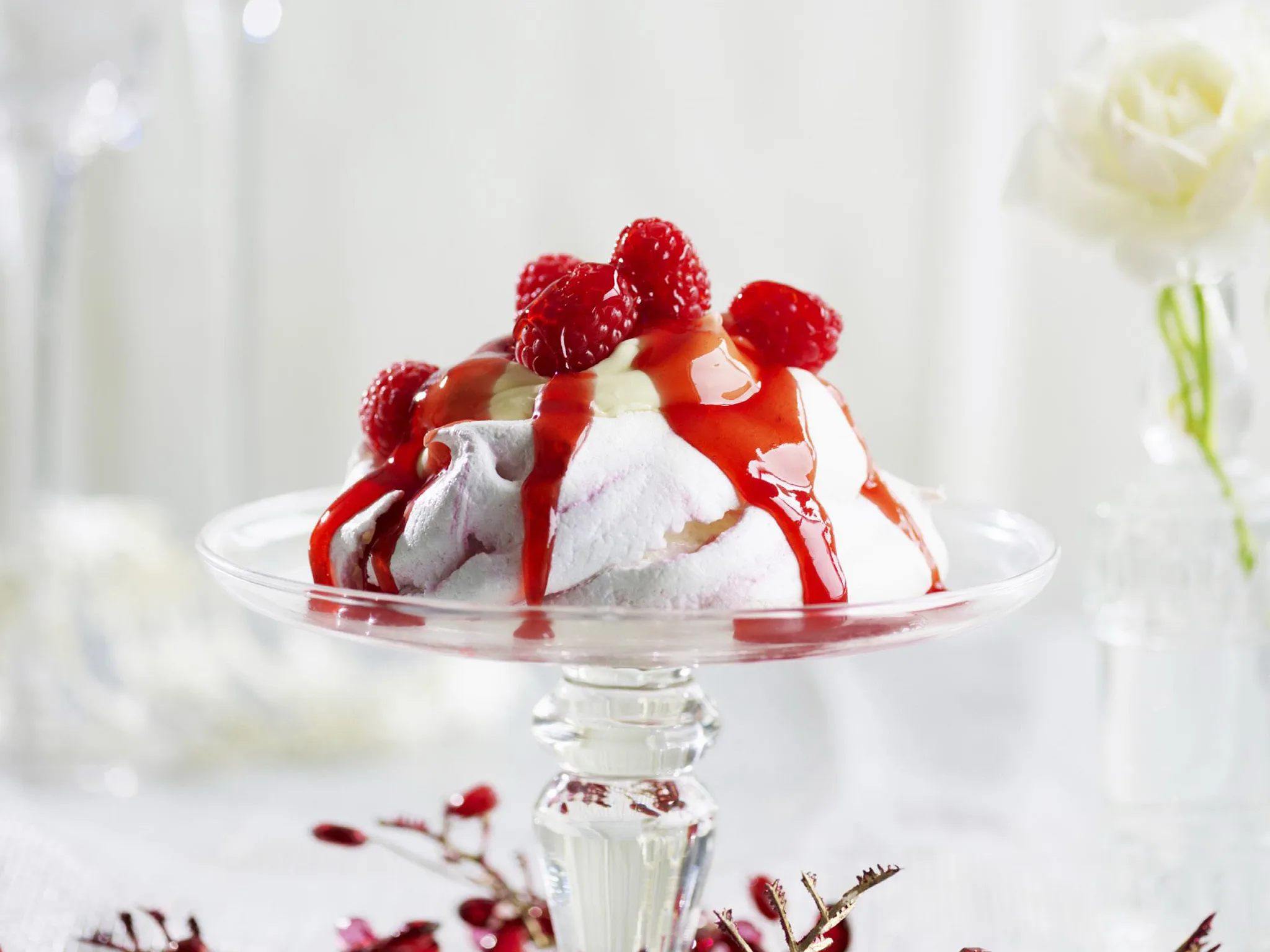 raspberry rose meringues