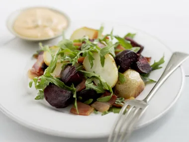 roasted beetroot and potato with paprika mayonnaise