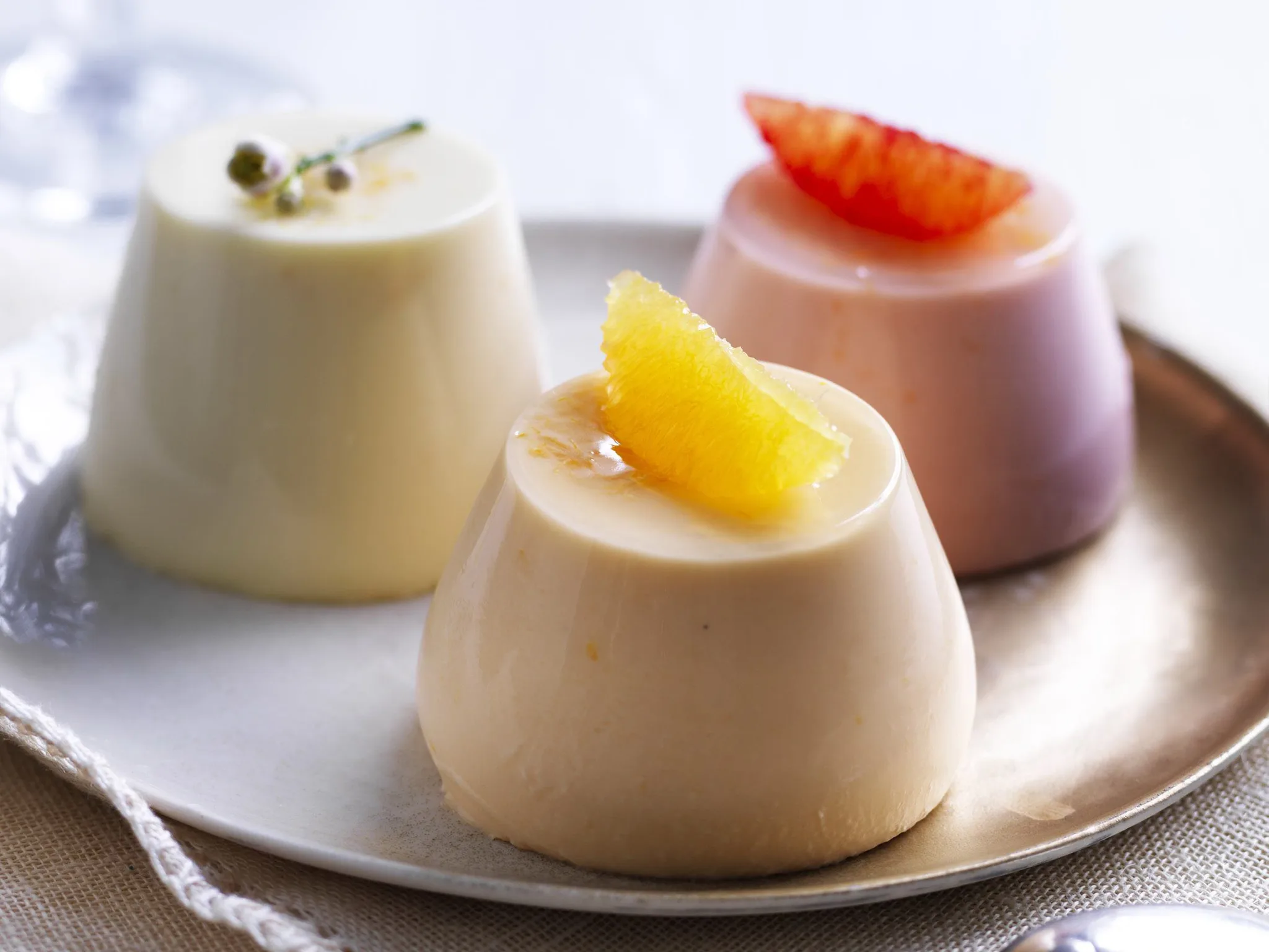 trio of orange panna cotta