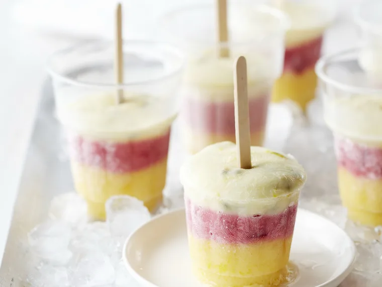 mango, berry and passionfruit frozen yoghurt