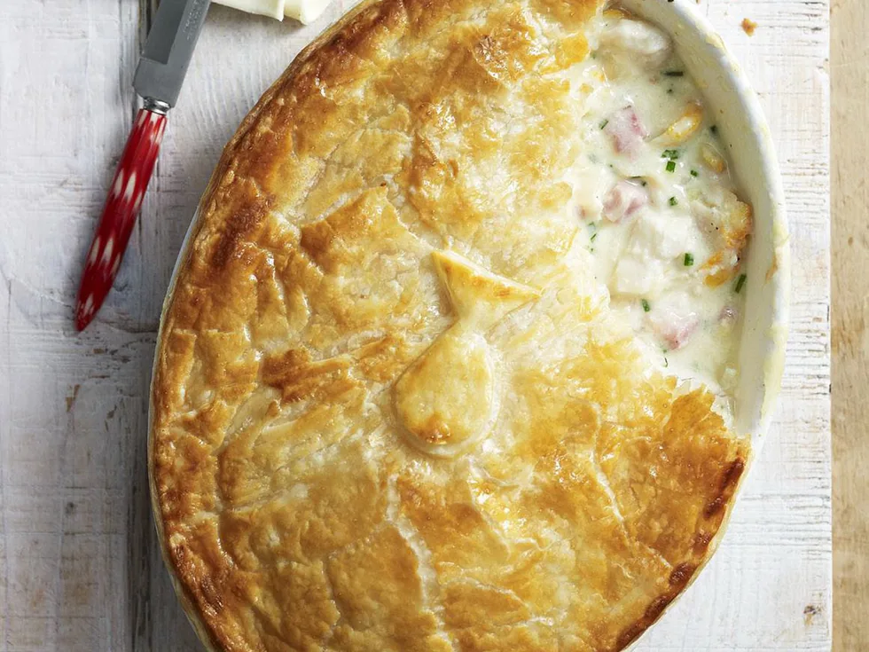 smoked cod and cheddar pie