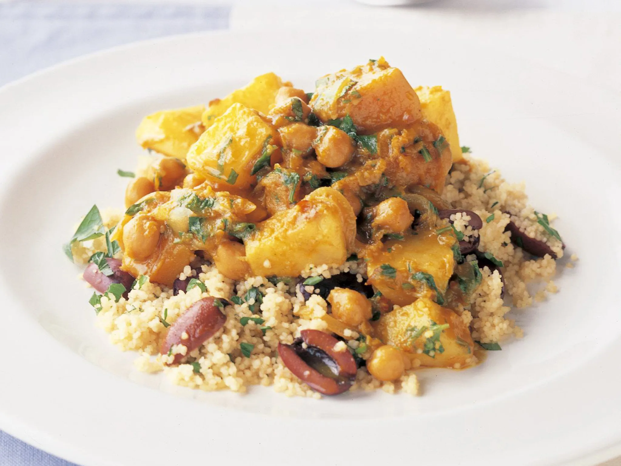 vegetable tagine with olive & parsley couscous