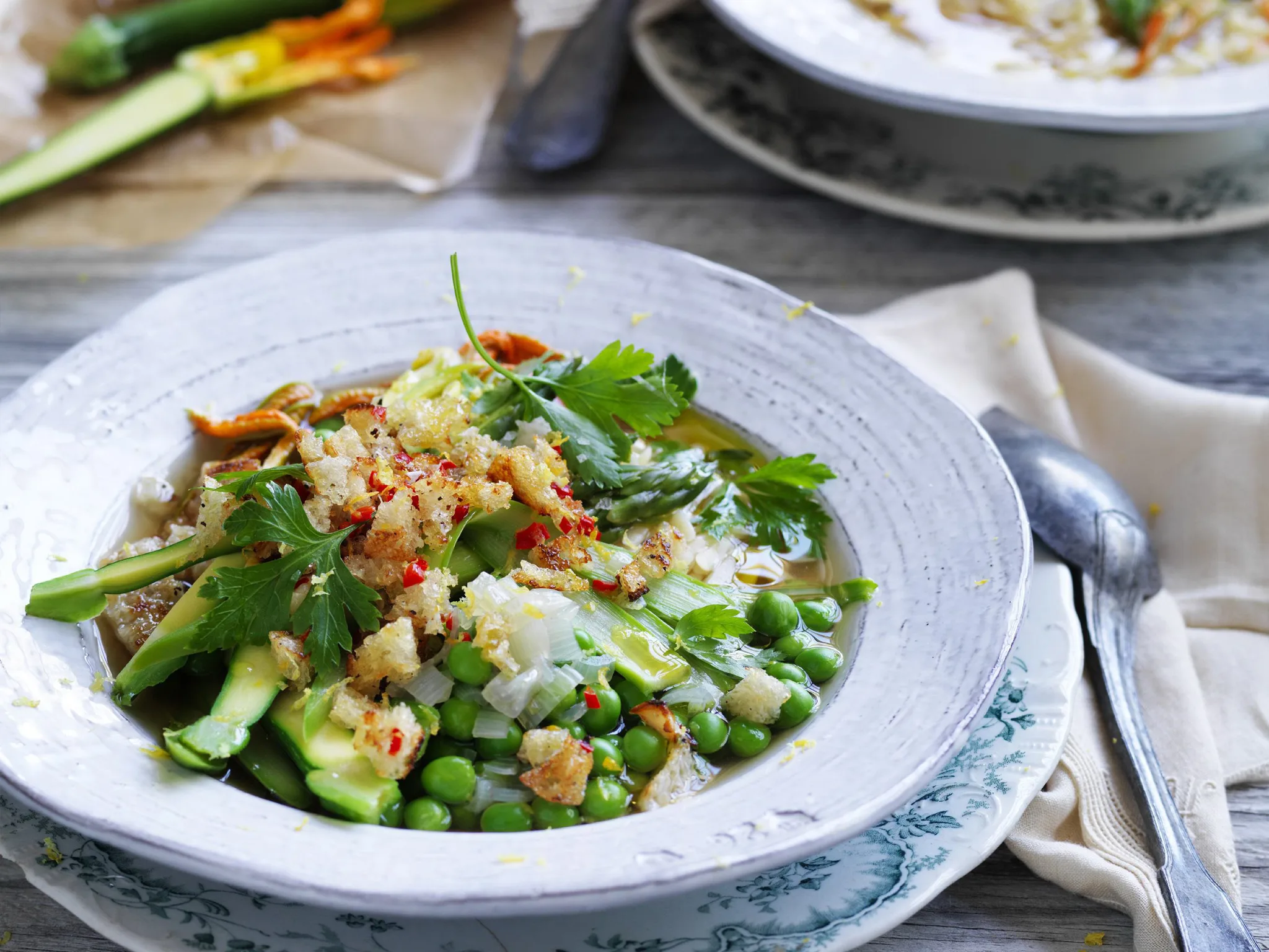 primavera soup with pangrattato