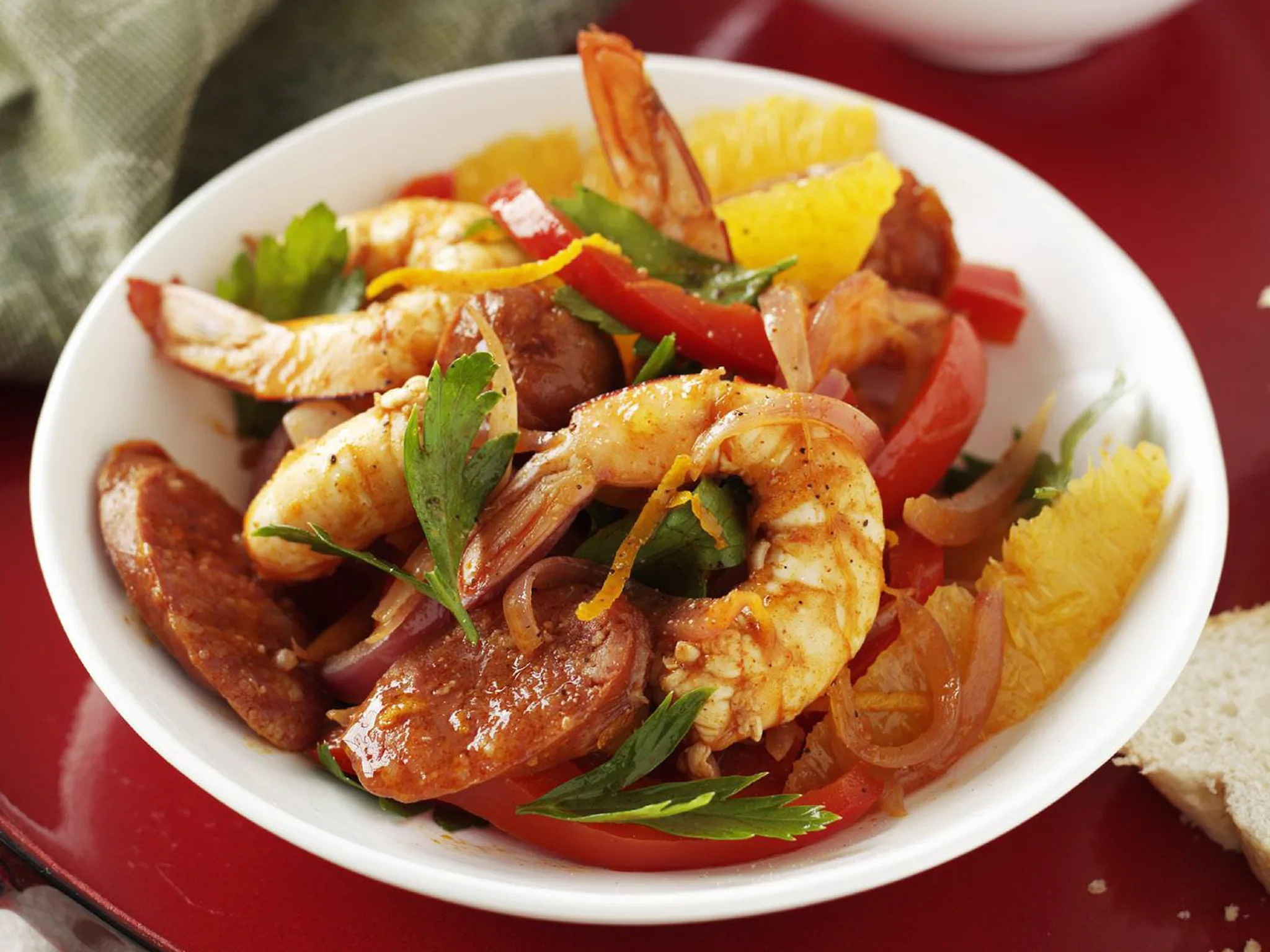 Prawn and chorizo sauté with orange