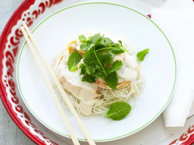 coconut lobster with herbed salad