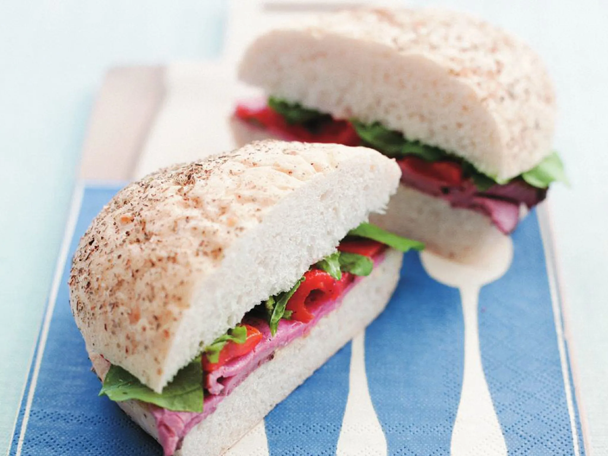 roast beef and horseradish cream on focaccia