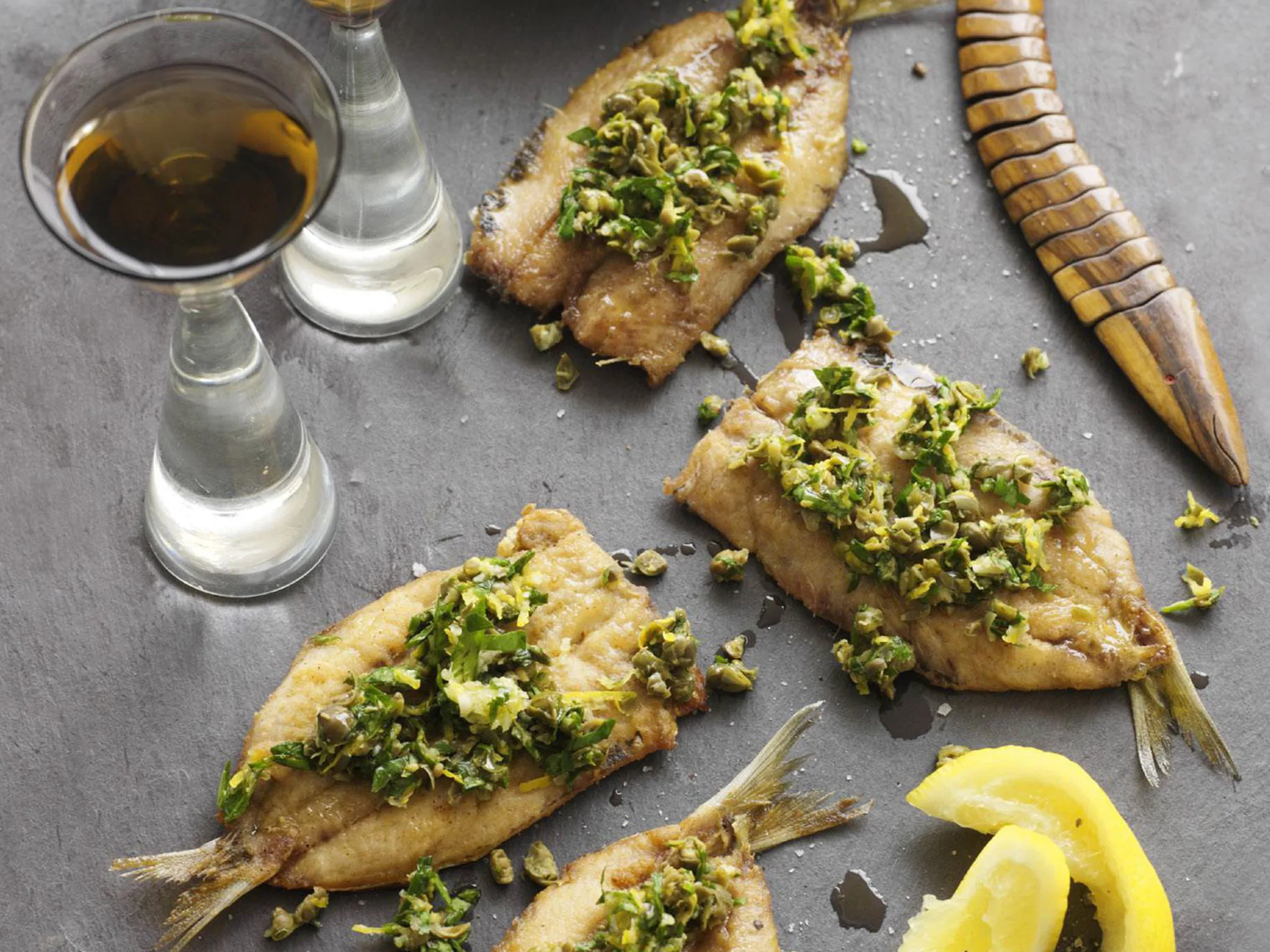 Sardines with caper and parsley gremolata
