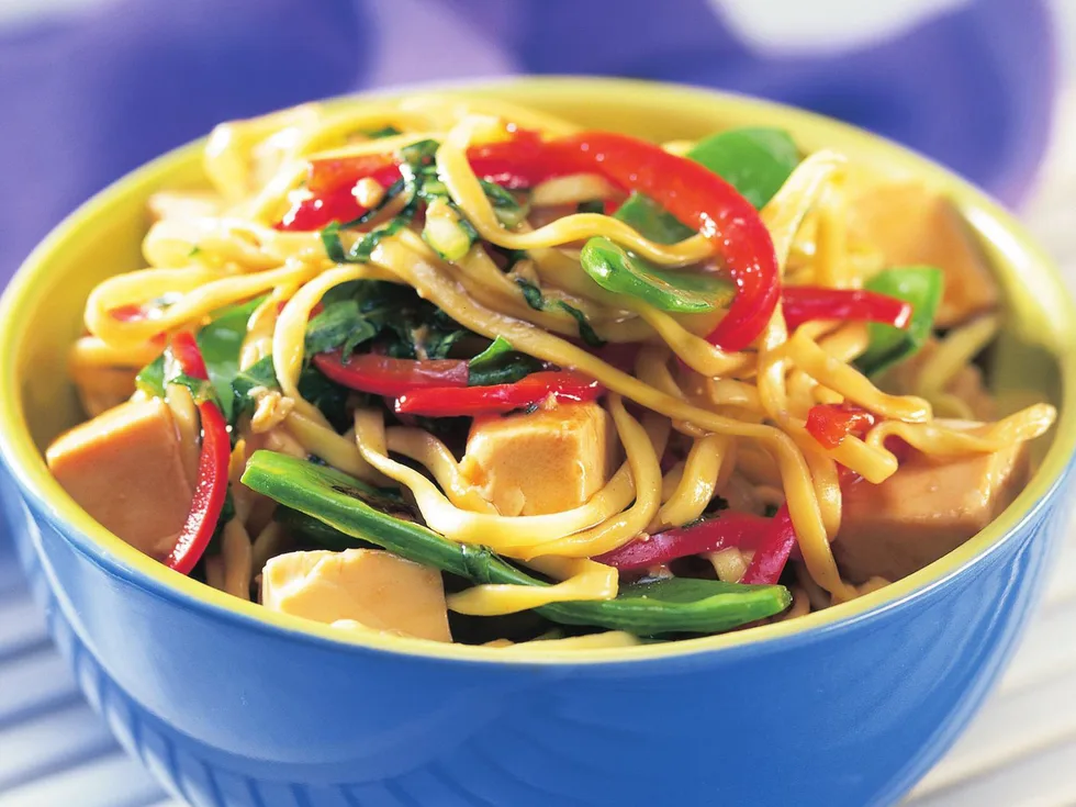 marinated tofu and bok choy stir-fry