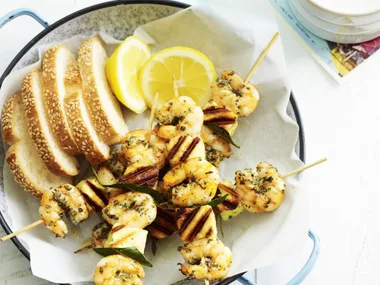 prawn and haloumi kebabs